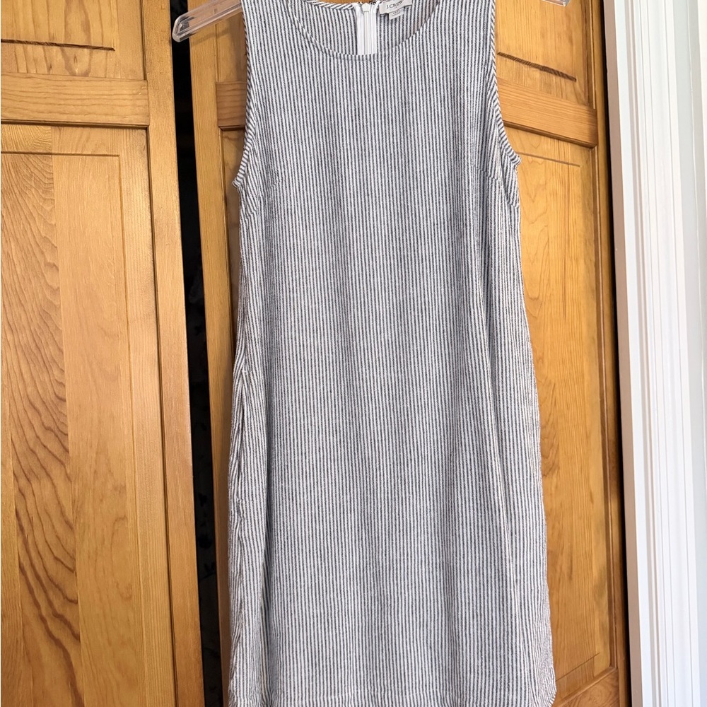J. Crew Sleeveless Mini Dress in White and Navy Pinstripe